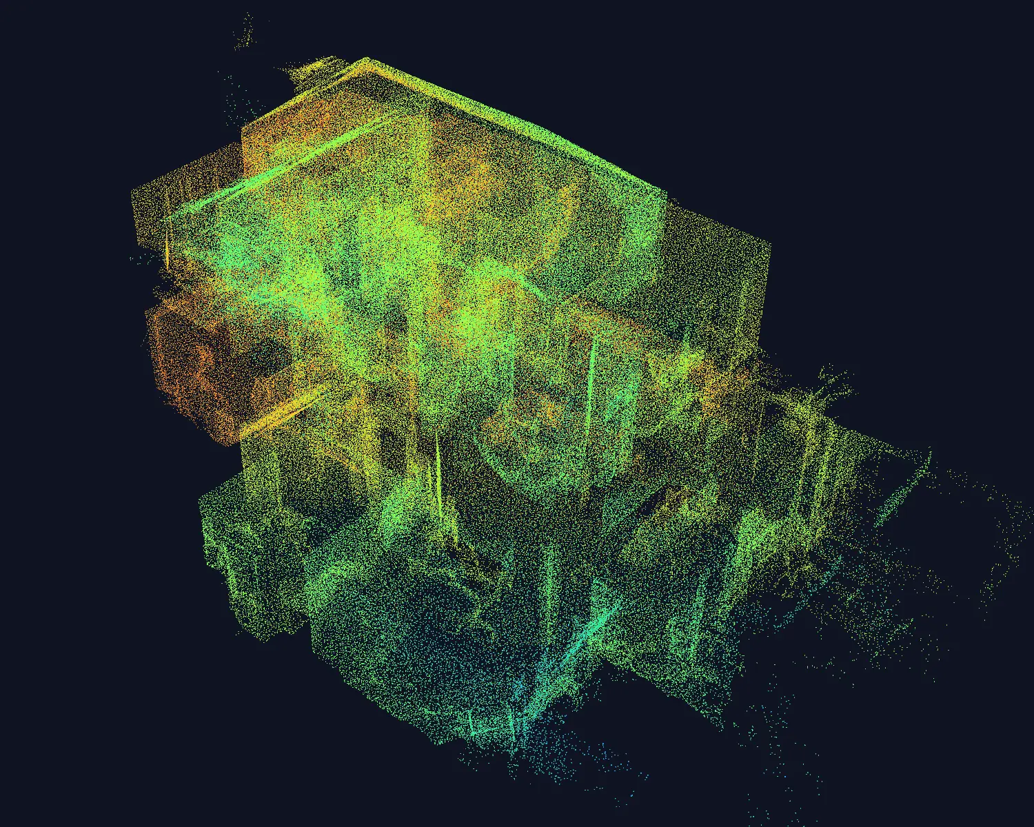 The uploaded laser scan as a point cloud in its real colors
